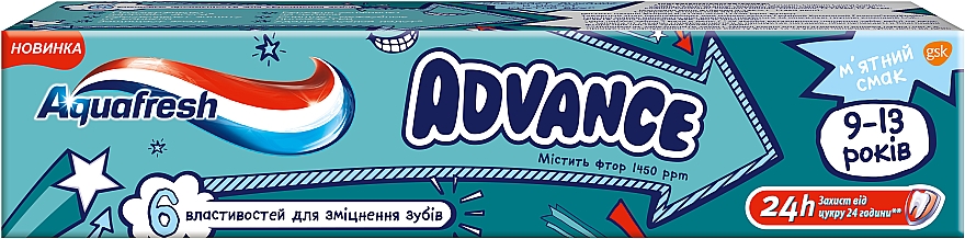 Tandpasta "Advance", (9-13 år) - Aquafresh Advance Mint Boost