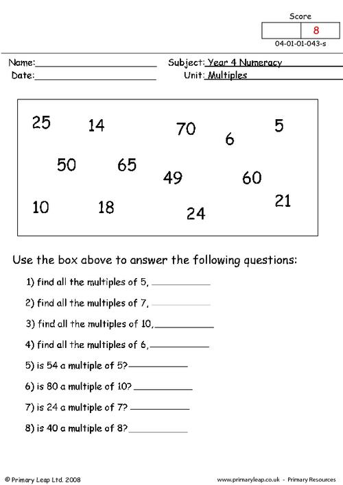 look at the numbers and find the multiples of 5 6 7 and 10 age 8 9 1 2 3