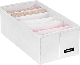 Storage Organiser with 6 Compartments 'Home', white 30x15x10 cm MAKEUP Drawer Underwear Organizer White