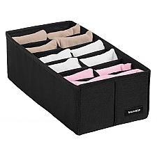 Storage Organiser with 12 Compartments 'Home', black 30x15x10 cm MAKEUP Drawer Underwear Organizer Black