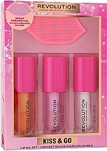 Set Makeup Revolution Kiss & Go Glaze Lip Care Gift Set (lip/gloss/3x4.5 ml + acc/1 pc)