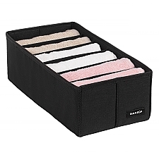 Storage Organiser with 6 Compartments 'Home', black 30x15x10 cm MAKEUP Drawer Underwear Organizer Black