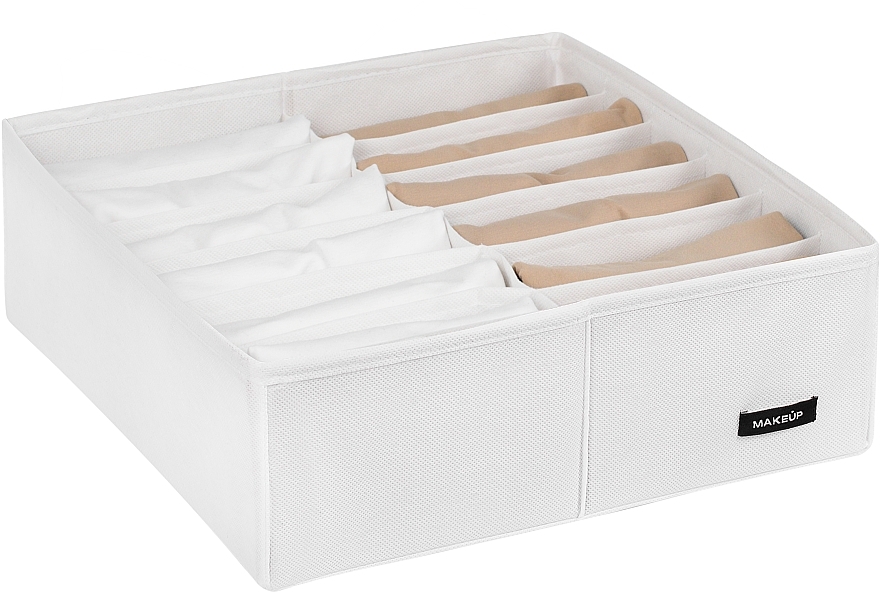 Storage Organiser with 12 Compartments 'Home', white 30x30x10 cm - MAKEUP Drawer Underwear Organizer White