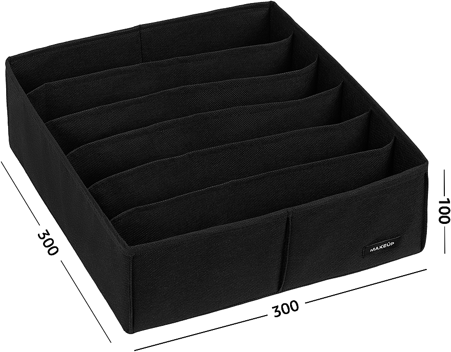 Storage Organiser with 6 Compartments 'Home', black 30x30x10 cm MAKEUP Drawer Underwear Organizer Black