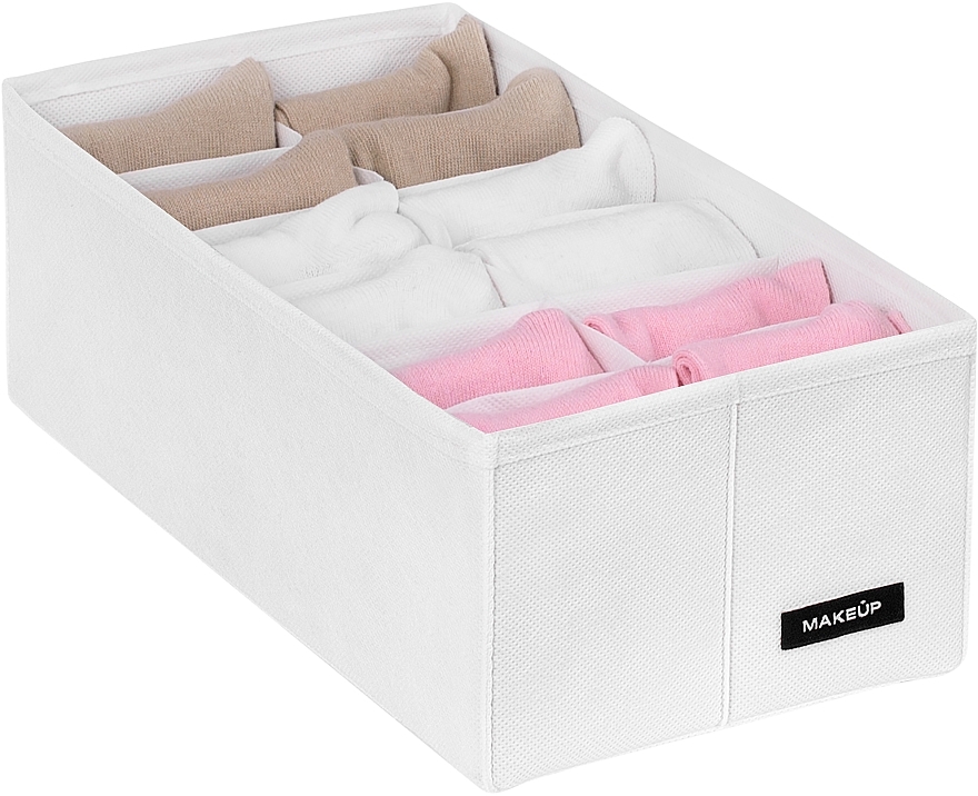 Storage Organiser with 12 Compartments 'Home', white 30x15x10 cm - MAKEUP Drawer Underwear Organizer White