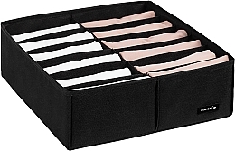 Storage Organiser with 12 Compartments 'Home', black 30x30x10 cm MAKEUP Drawer Underwear Organizer Black