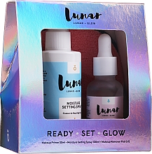 Lunar Glow Ready Set Glow (primer/30ml + f/spray/100ml + sponge) Set