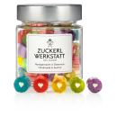 Bonbons mit Herz Motiven in Blau, Pink, Gelb, Grün...