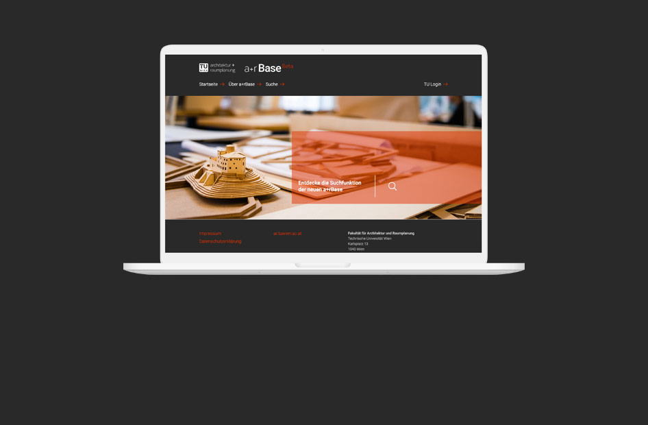 Viewport der a+rBase auf Laptop vor schwarzem Hintergrund