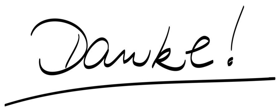 Danke!, handschriftlich, unterstrichen, Vektor, freigestellt