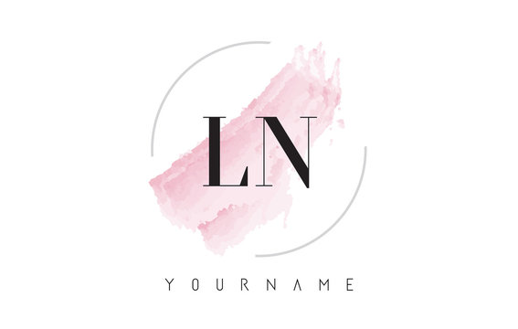 LN L N Watercolor Letter Logo Design with Circular Brush Pattern.