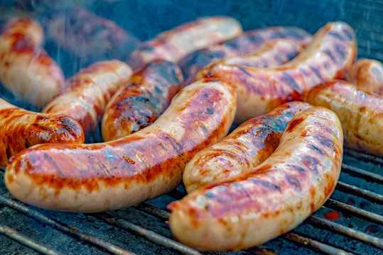 Bratwurst on the charcoal grill