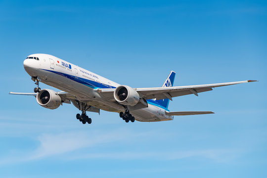 All Nippon Airways Boeing 777 airplane at London Heathrow