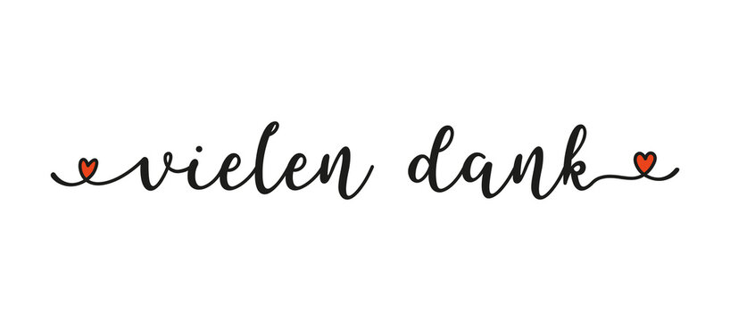 Handgeschriebene Phrase Vielen Dank als banner, logo. Lettering für Poster, Postkarte, Einladung, Web Banner, ad