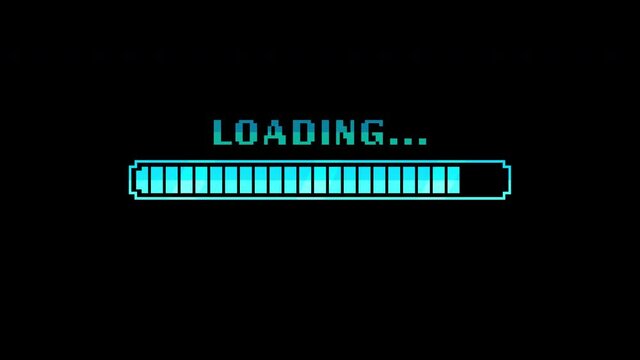 Retro loading bar animation isolated on a black background