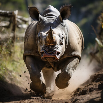 Nashorn sprintet auf Kameramann zu