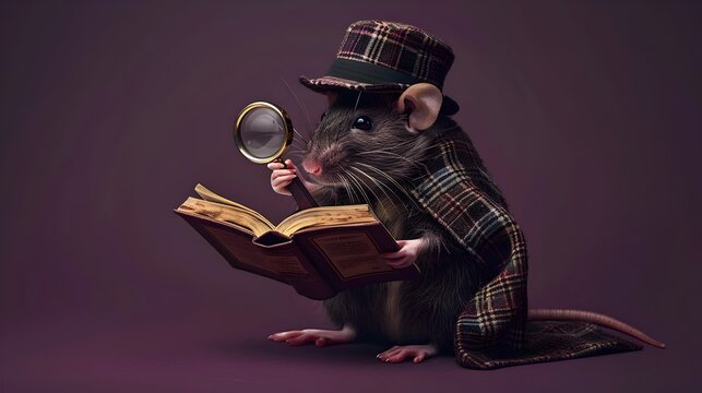 Miniature Rat Sherlock Holmes Solving The Curious Case of the Missing Cheese in Dramatic Studio Lighting