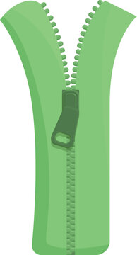 Green zipper being unzipped, featuring a green slider and teeth