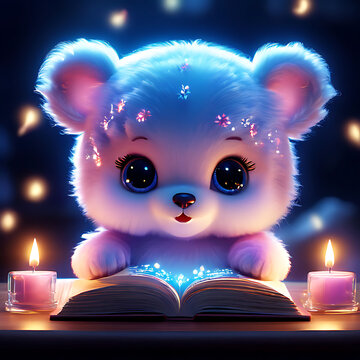 teddy bear reading a book