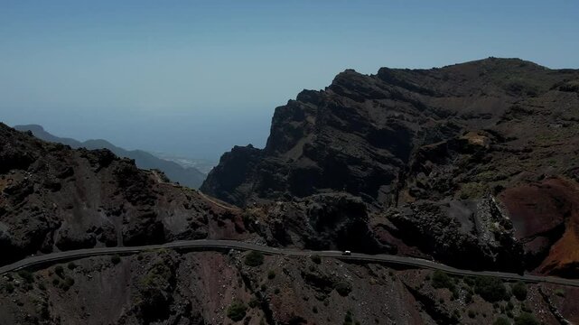 Aerial drone view of the landscape of La Palma, Canary Islands, Spain