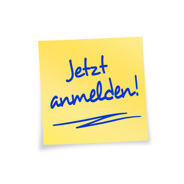 Notizzettel gelb Jetzt anmelden!