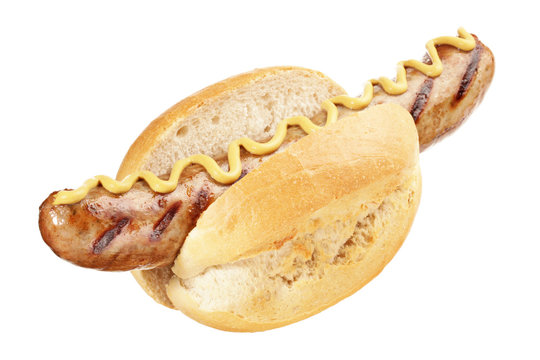 Bratwurst vom Grill im Brötchen