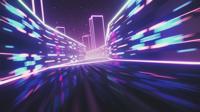 80s retro synthwave style 3d render animation loop