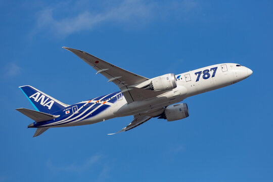 CHIBA,JAPAN - Dec 18,2016: All Nippon Airways(ANA)  Boeing 787 Dreamlifter to departing at Narita International Airport.