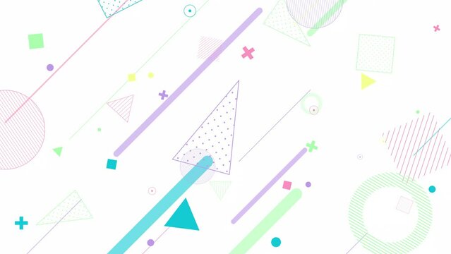 Colorful geometric background in trendy colors. Seamless shape animation.