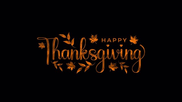 happy thanksgiving day text animation in orange color suitable for thanksgiving celebrate. beautiful handwritten animated. 