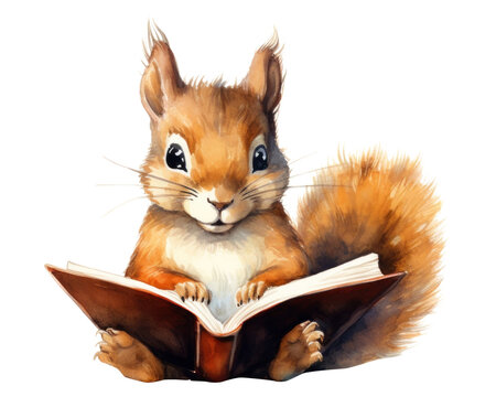 PNG Squirrel reading a book animal rodent mammal.