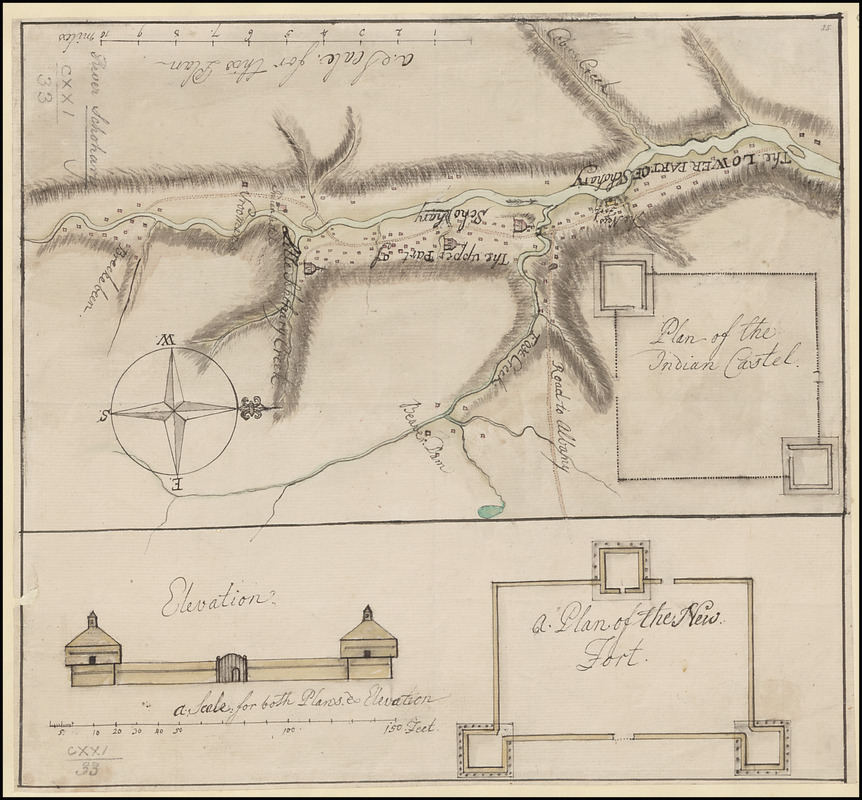 [A map of the River Schohary with a plan and elevation of the new fort ...