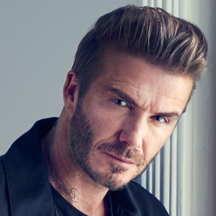 männer frisuren, idee von david beckham, haare elegant nach hinten stylen, stilbeispiel