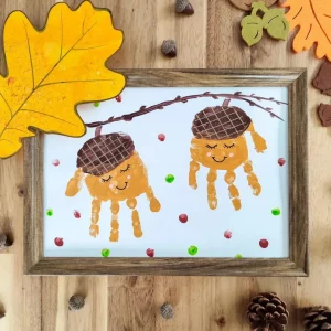 herbst diy ideen für kinder eicheln aus handabrücken selber machen