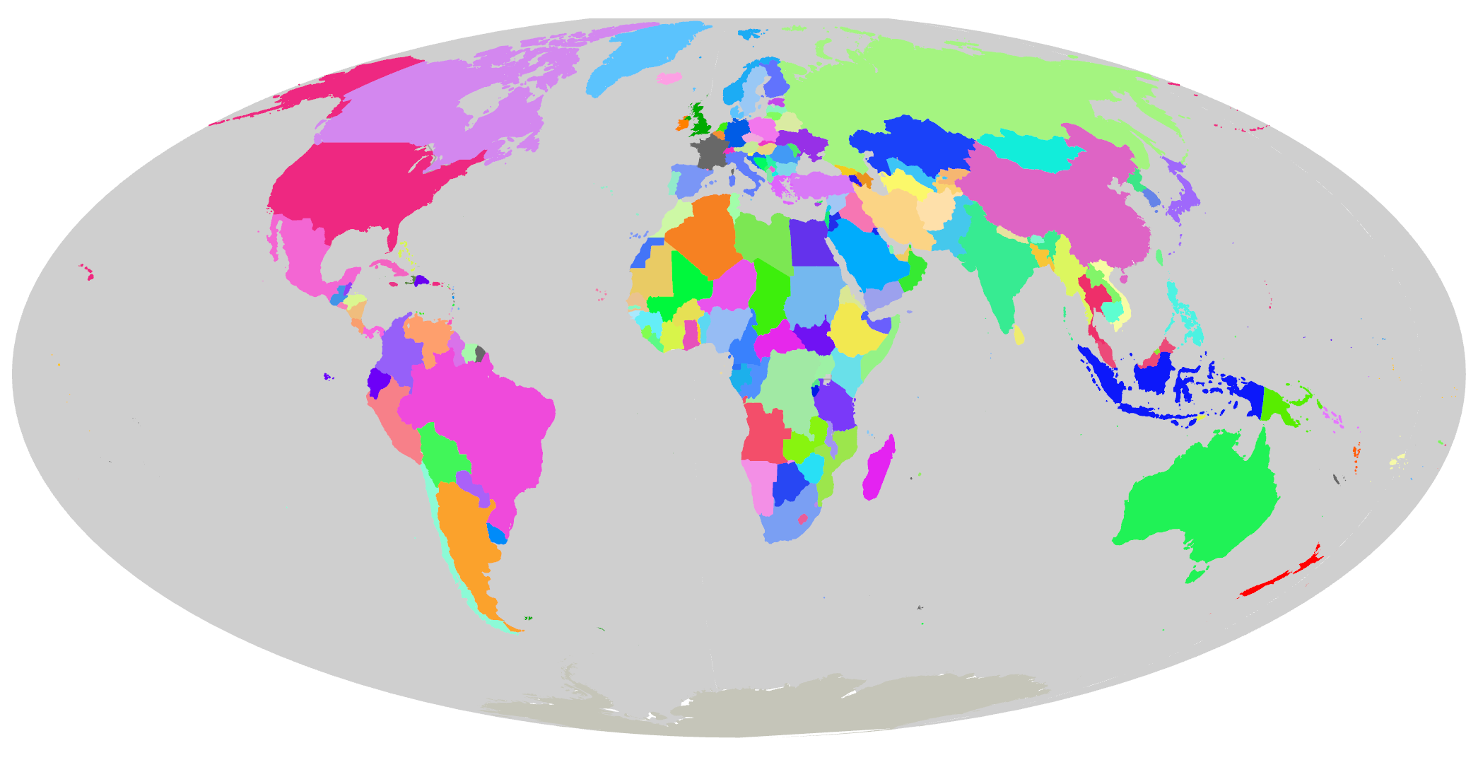 Map of the world, but every day I'll ignore all comment requests with ...