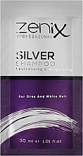 Серебряный шампунь для осветленных, мелированных и седых волос Zenix Prof Hair Silver Shampoo (саше)