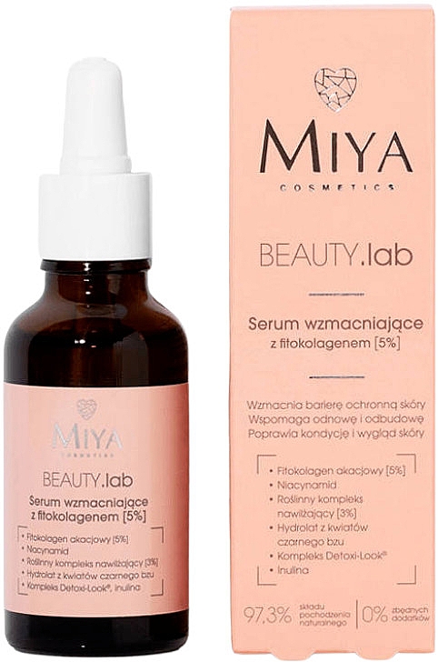 Зміцнювальна сироватка для обличчя з фітоколагеном 5% - Miya Cosmetics Beauty Lab Strengthening Serum With Phytocollagen 5%