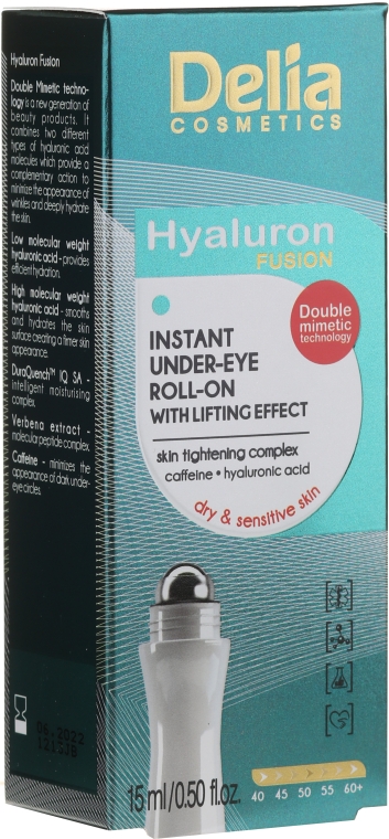 Гель-лифтинг для кожи вокруг глаз - Delia Lifting Roll-On 3D Hyaluron Gel