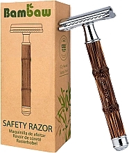 Багаторазова бритва з бамбуковою ручкою та змінним лезом Bambaw Bamboo Safety Razor Slim Silver