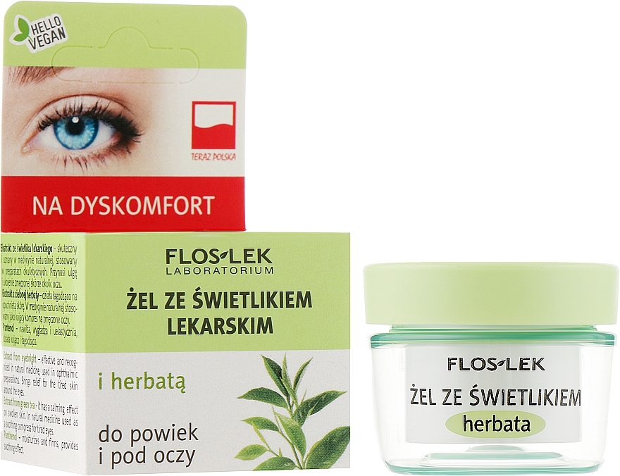 Гель для век и кожи вокруг глаз с очанкой и зеленым чаем - Floslek Lid And Under Eye Gel With Eyebright And Green Tea 