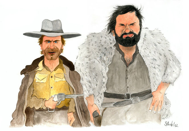 Karikatur, Terence hill, Cartoon, Bud spencer