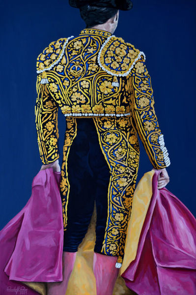 Torero, Gold, Acrylmalerei, Magenta