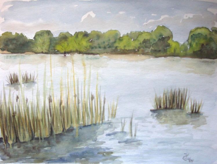 Aquarell landschaft see, Aquarell, See