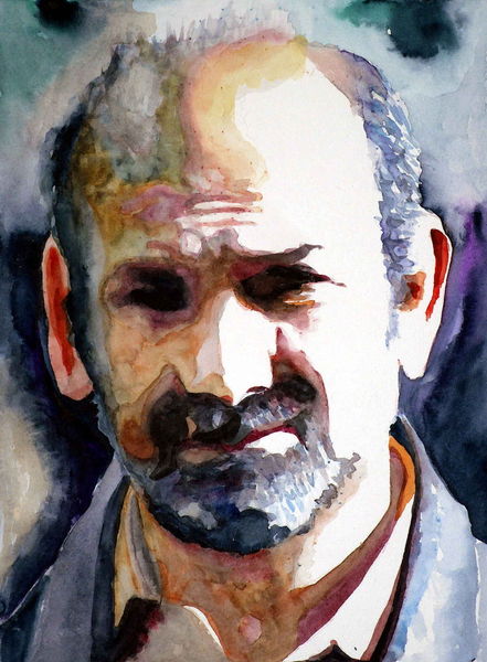 Bart, Aquarell, Blick, Portrait