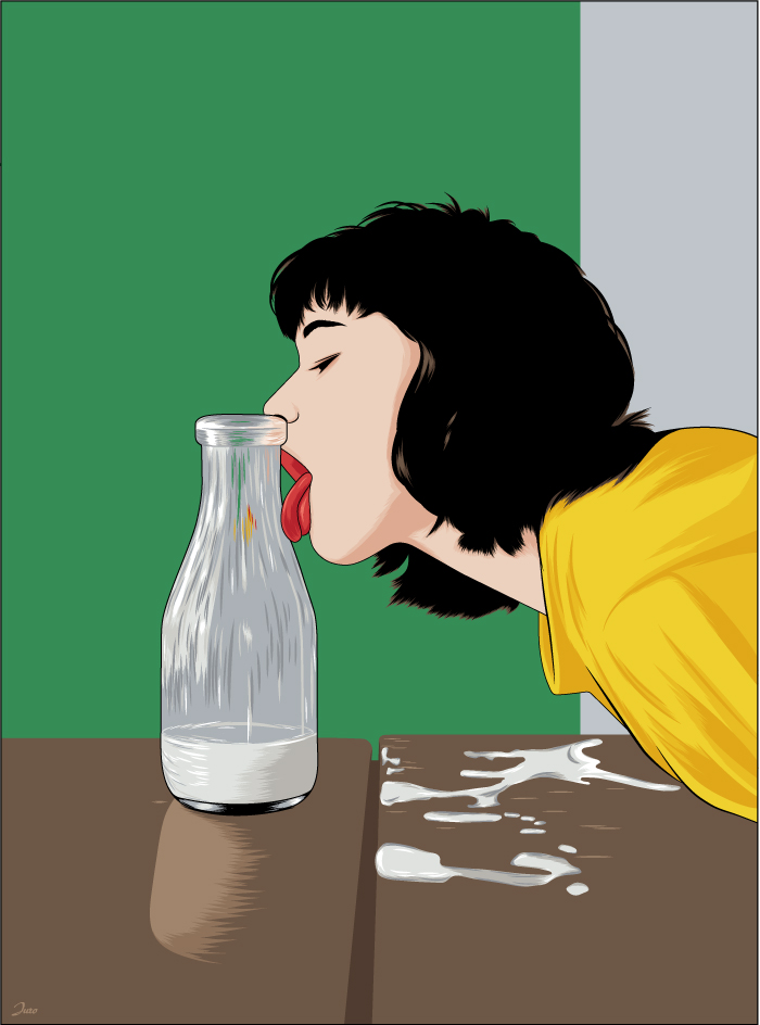 Frau, Milch, Lecker, Illustrationen