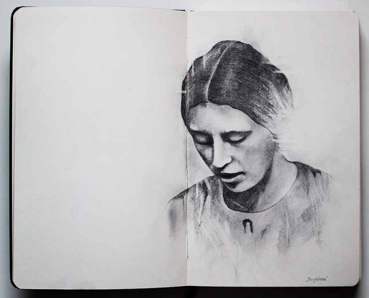 Skizzenbuch, Portrait, Bleistiftzeichnung, Moleskine