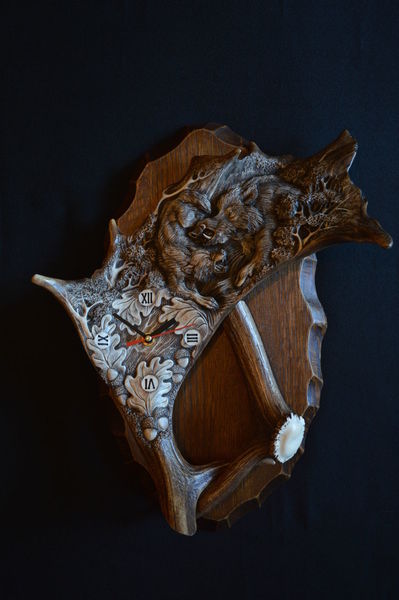 Carved, Holz, Szene, Relief carving technique