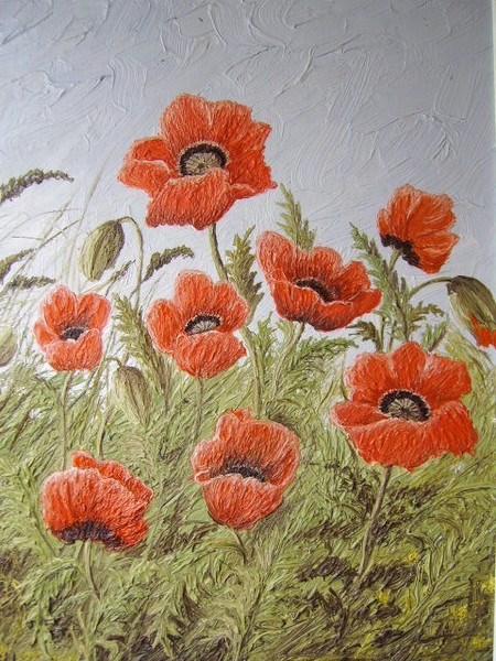 Malerei, Stillleben, Mohn