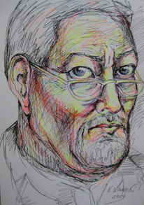 Grafik, Portrait, Brille