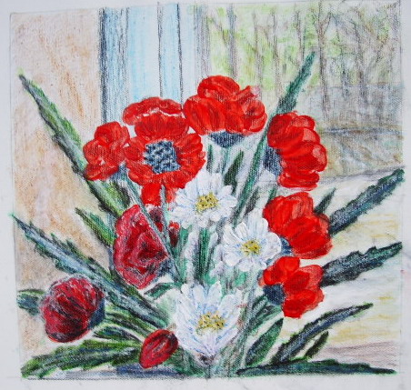 Blumen, Mohn, Stillleben, Malerei